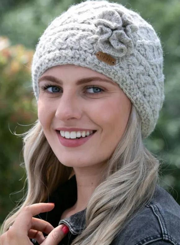 Hot Sweater Shop Aran Trellis Pullon Hat Oatmeal
