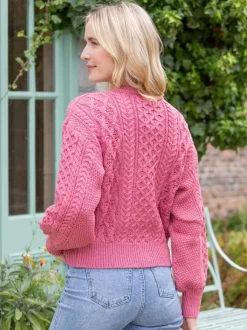 Discount Sweater Shop Clover Cropped Cardigan Rosa Pink