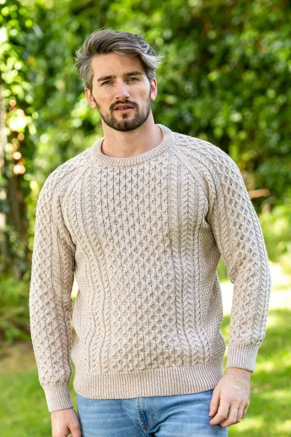 Fashion Sweater Shop Fisherman Aran Sweater Parsnip Merino Wool