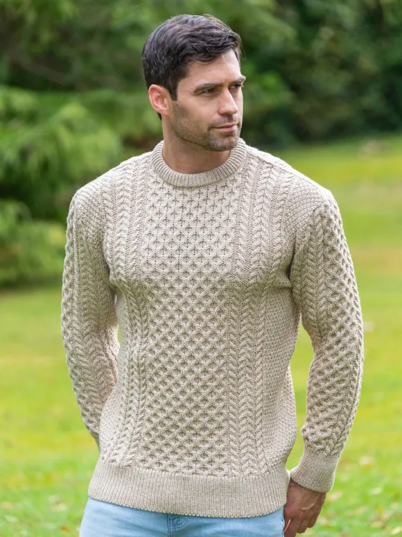 Fashion Sweater Shop Fisherman Aran Sweater Parsnip Merino Wool