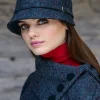 Best Sweater Shop Flapper Cap Charcoal Red Herringbone Colour 31.