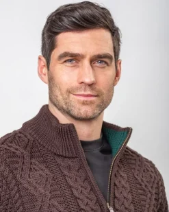 New Sweater Shop Heavyweight Extra Fine Merino Wool Half Zip Sweater - Brown