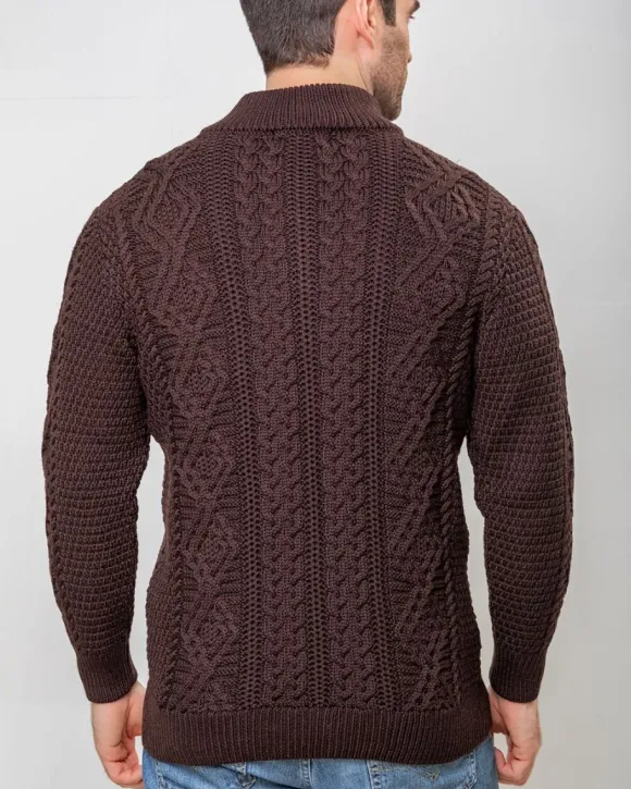 New Sweater Shop Heavyweight Extra Fine Merino Wool Half Zip Sweater - Brown