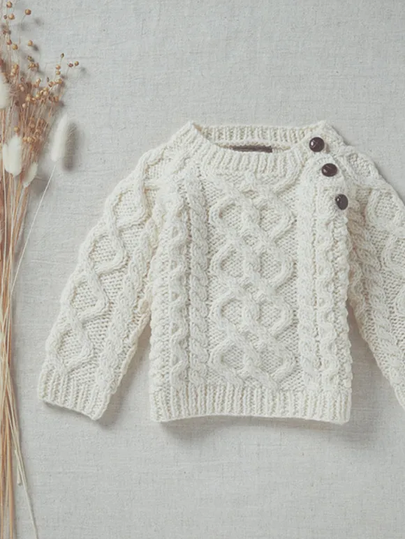 Outlet Sweater Shop Kids Handknit Merino Sweater with button feature R404