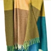 Sale Sweater Shop Lambswool Throw Blue Green Mustard Col. 612