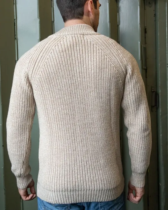 Outlet Sweater Shop Men's half zip ribbed sweater Camel