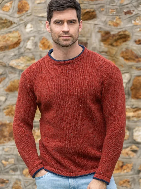 Hot Sweater Shop Men's Wool and Cashmere Crew Neck Copper Marl