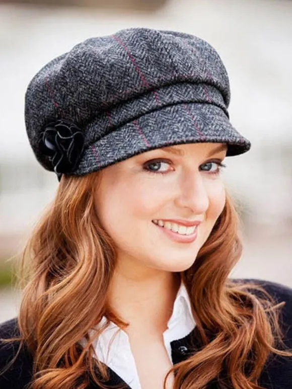 Outlet Sweater Shop Newsboy Cap Charcoal Herringbone col.31 One Size