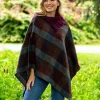 New Sweater Shop Tweed Poncho with purple collar - Made in Ireland