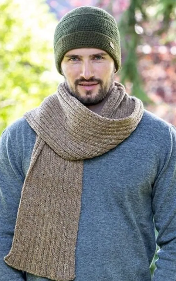 Outlet Sweater Shop Wool and Cashmere Luxe Ribbed Scarf - Ground
