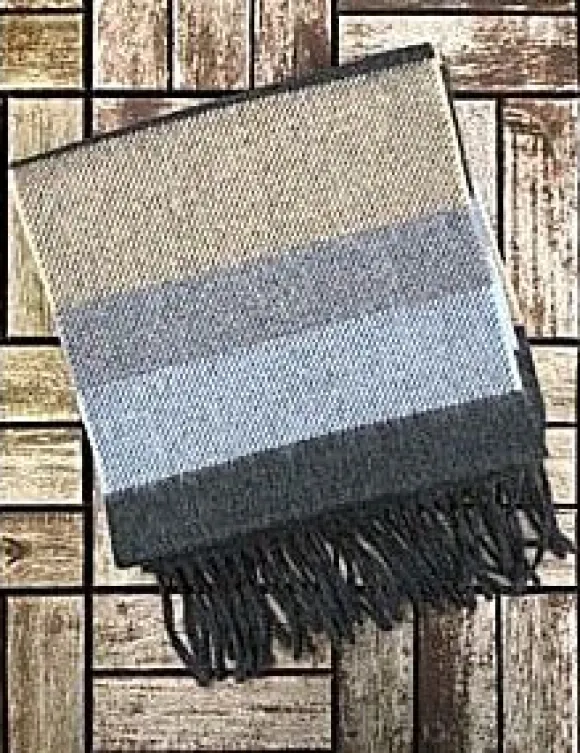Fashion Sweater Shop Wool Cashmere Scarf Made in Ireland - Blue/Grey/Beige Mix 8003